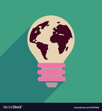 Flat web icon with long shadow eco light bulb vector image