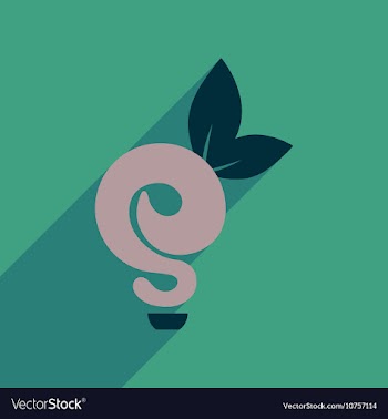 Flat web icon with long shadow eco light bulb vector image