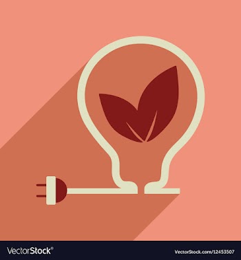 Flat web icon with long shadow eco light bulb vector image