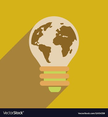 Flat web icon with long shadow eco light bulb vector image
