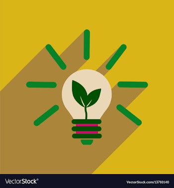Flat web icon with long shadow eco light bulb vector image
