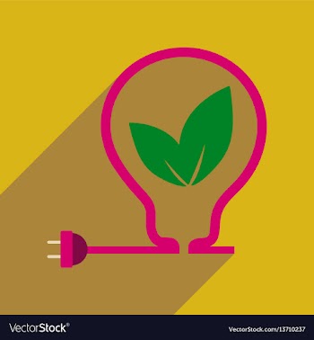 Flat web icon with long shadow eco light bulb vector image