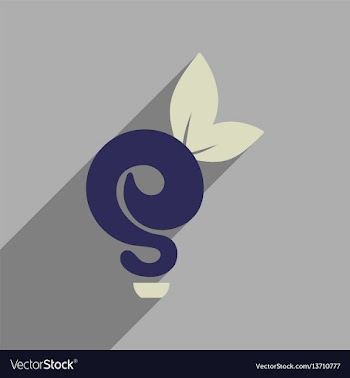 Flat web icon with long shadow eco light bulb vector image