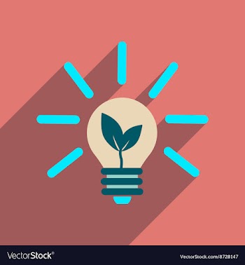 Flat web icon with long shadow eco light bulb vector image