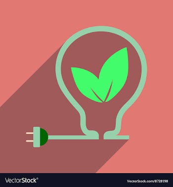 Flat web icon with long shadow eco light bulb vector image