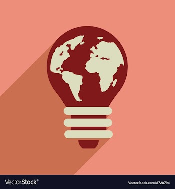 Flat web icon with long shadow eco light bulb vector image