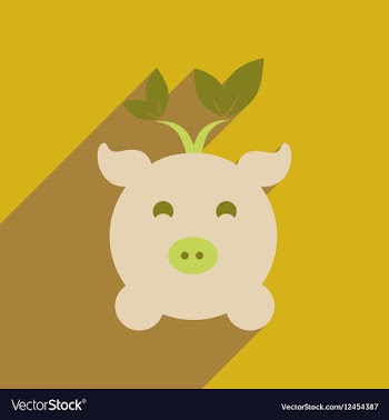 Flat web icon with long shadow eco pig vector image