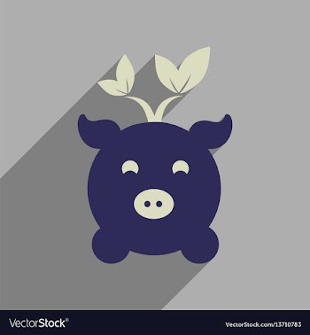 Flat web icon with long shadow eco pig vector image