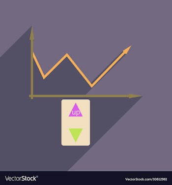 Flat web icon with long shadow economic graph vector image
