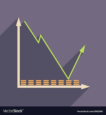 Flat web icon with long shadow economic graph vector image