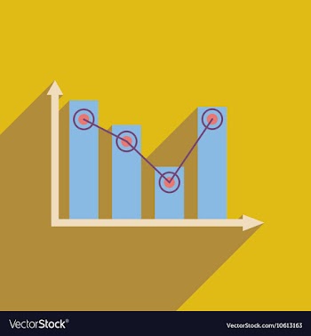 Flat web icon with long shadow economic graph vector image