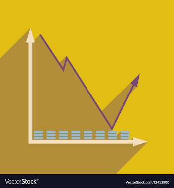 Flat web icon with long shadow economic graph vector image