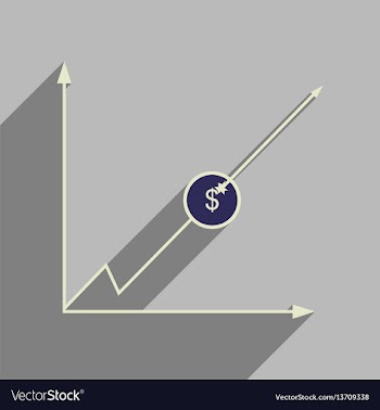 Flat web icon with long shadow economic graph vector image