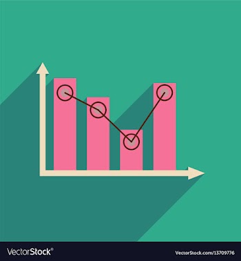 Flat web icon with long shadow economic graph vector image