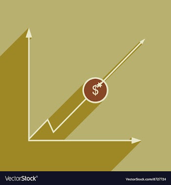 Flat web icon with long shadow economic graph vector image