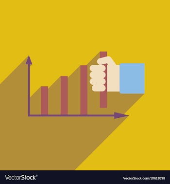 Flat web icon with long shadow economy graph vector image