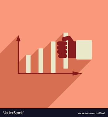 Flat web icon with long shadow economy graph vector image