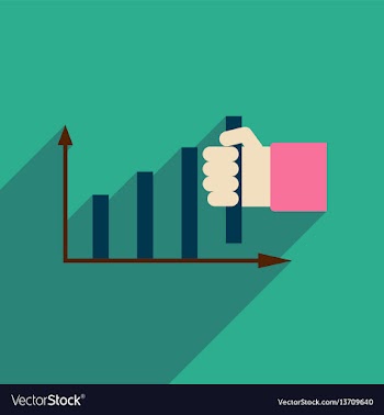 Flat web icon with long shadow economy graph vector image