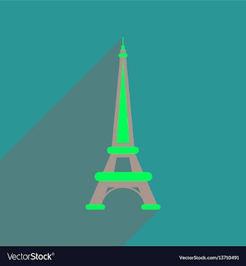 Flat web icon with long shadow eiffel tower vector image