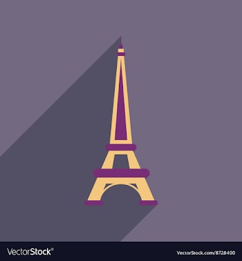 Flat web icon with long shadow Eiffel Tower vector image