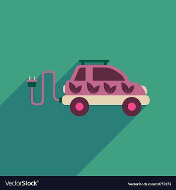 Flat web icon with long shadow electric vehicle vector image