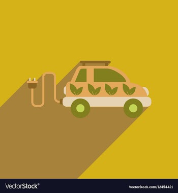 Flat web icon with long shadow electric vehicle vector image