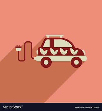 Flat web icon with long shadow electric vehicle vector image