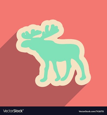 Flat web icon with long shadow Elk vector image
