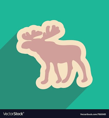 Flat web icon with long shadow Elk vector image