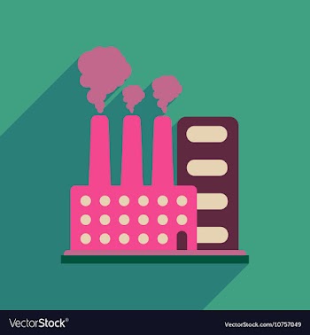 Flat web icon with long shadow factory vector image
