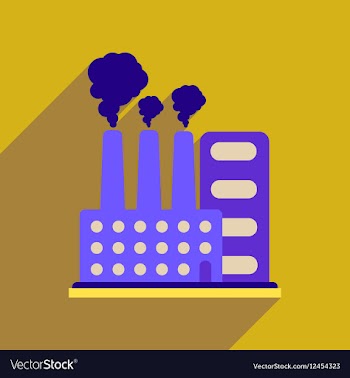 Flat web icon with long shadow factory vector image