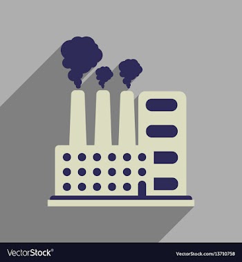 Flat web icon with long shadow factory vector image