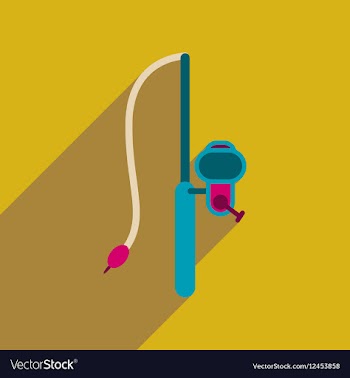 Flat web icon with long shadow fishing rod vector image