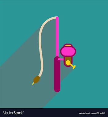 Flat web icon with long shadow fishing rod vector image