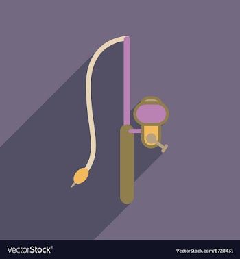 Flat web icon with long shadow fishing rod vector image