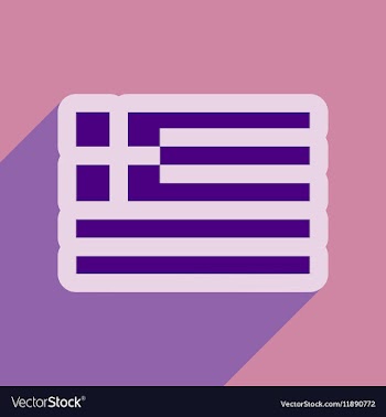 Flat web icon with long shadow flag of Greece vector image