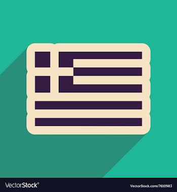 Flat web icon with long shadow flag of Greece vector image