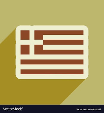 Flat web icon with long shadow flag of Greece vector image