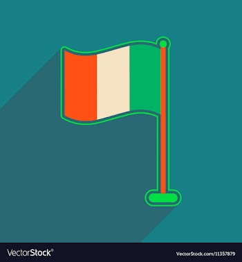 Flat web icon with long shadow flag of Ireland vector image