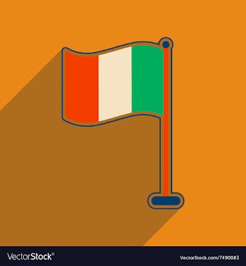 Flat web icon with long shadow flag of Ireland vector image