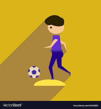 Flat web icon with long shadow football player vector image