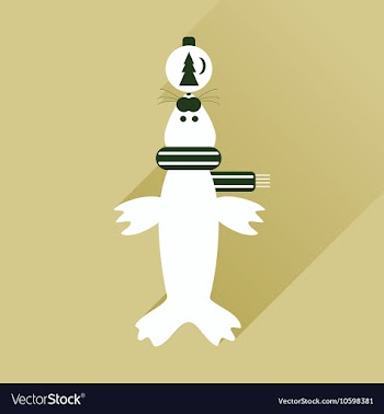 Flat web icon with long shadow fur seal vector image