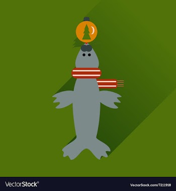 Flat web icon with long shadow fur seal vector image