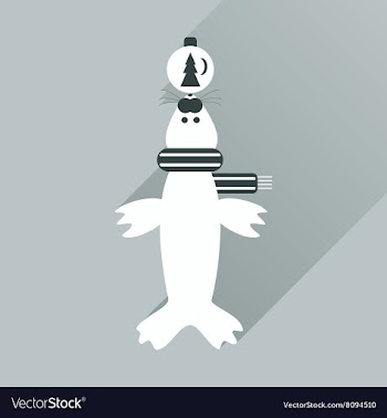 Flat web icon with long shadow fur seal vector image