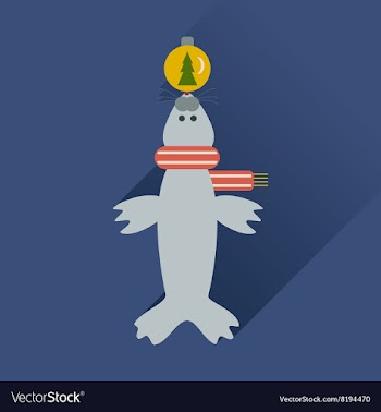 Flat web icon with long shadow fur seal vector image