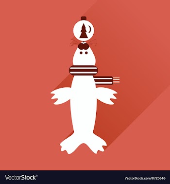 Flat web icon with long shadow fur seal vector image