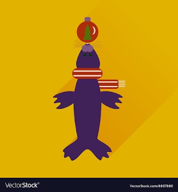 Flat web icon with long shadow fur seal vector image