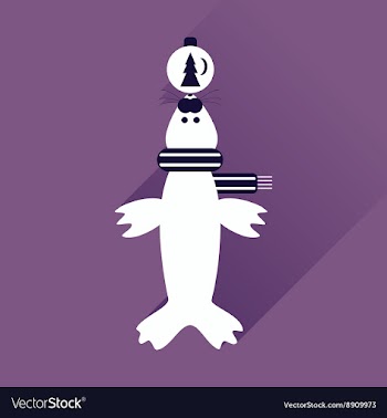 Flat web icon with long shadow fur seal vector image