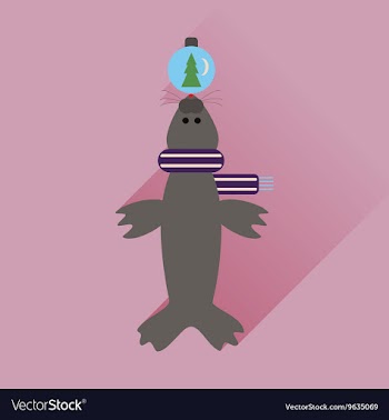 Flat web icon with long shadow fur seal vector image