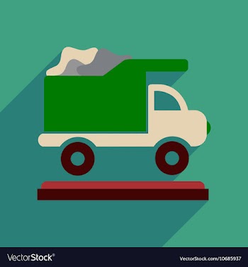 Flat web icon with long shadow garbage truck vector image